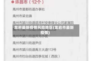 龙岩最新疫情风险地区(龙岩市最新疫情)
