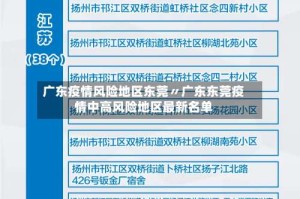 广东疫情风险地区东莞〃广东东莞疫情中高风险地区最新名单