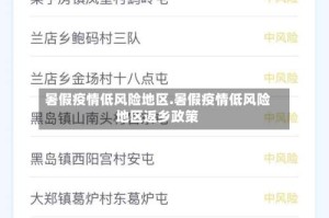 暑假疫情低风险地区.暑假疫情低风险地区返乡政策