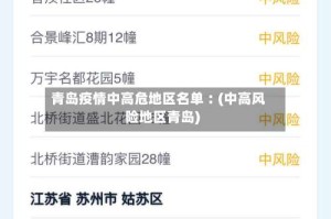 青岛疫情中高危地区名单︰(中高风险地区青岛)