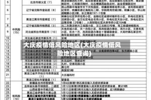 大庆疫情低风险地区(大庆疫情低风险地区查询)