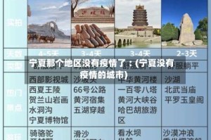 宁夏那个地区没有疫情了︰(宁夏没有疫情的城市)