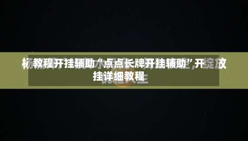 教程开挂辅助“点点长牌开挂辅助”开挂详细教程-第1张图片