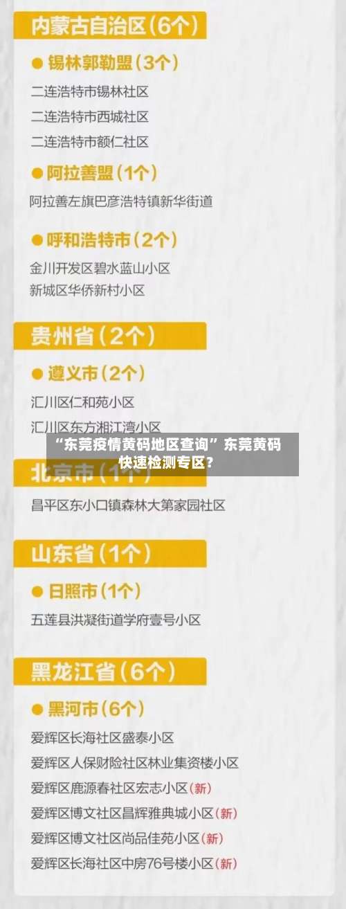 “东莞疫情黄码地区查询” 东莞黄码快速检测专区？-第1张图片