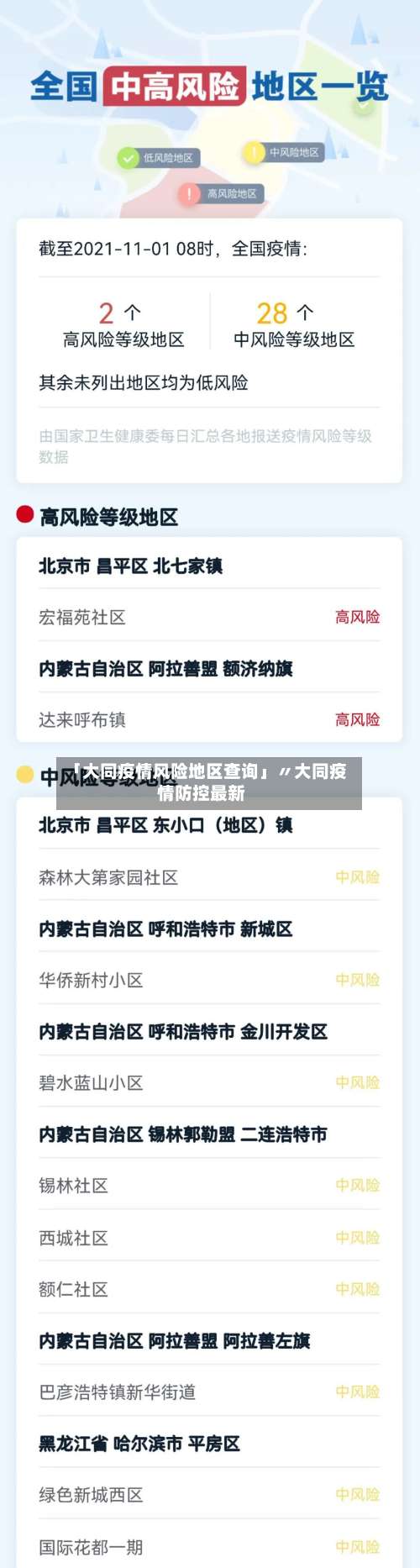 「大同疫情风险地区查询」〃大同疫情防控最新-第1张图片